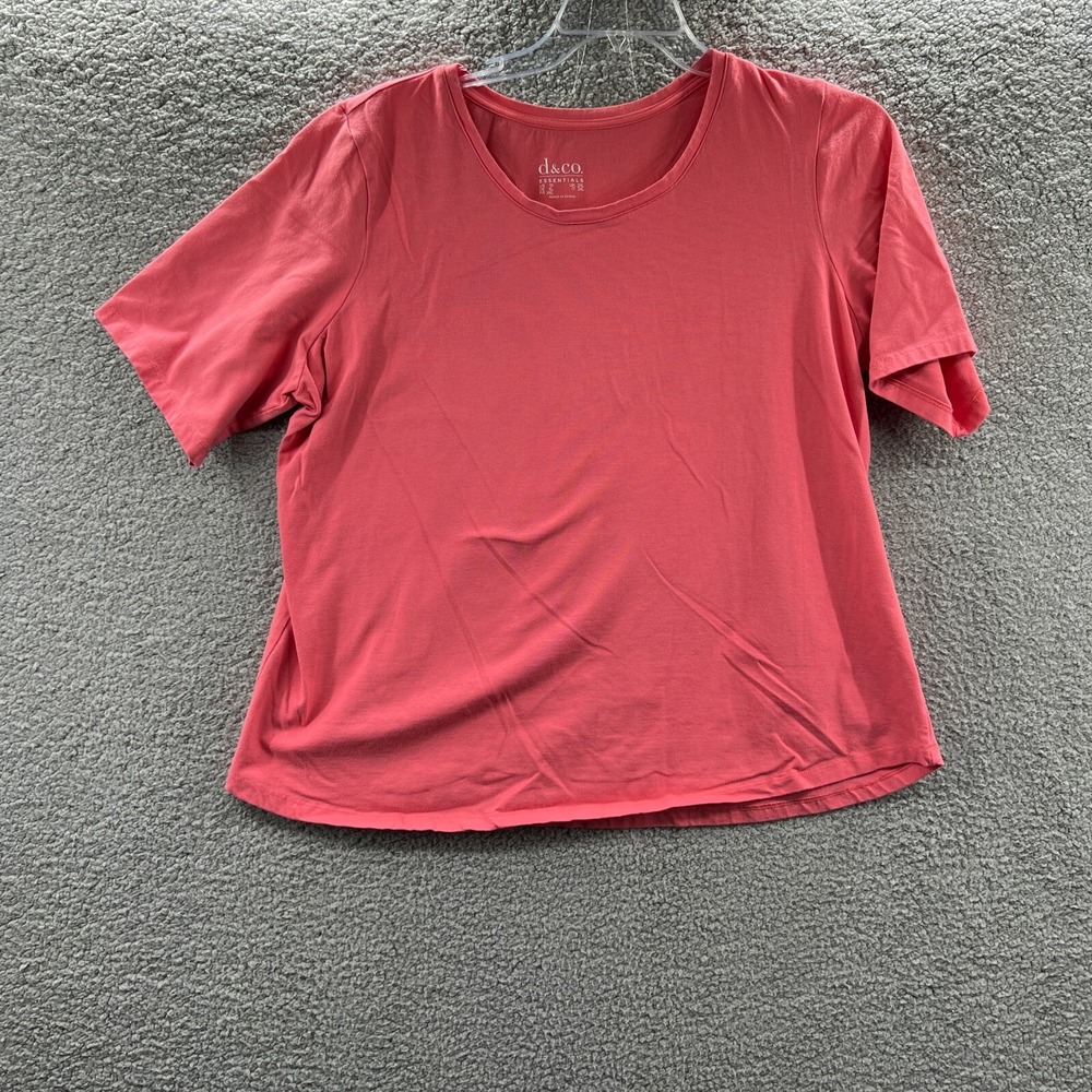 Womens Cotton‎ Scoop Neck Top 1X Coral Minimalist Modern Capsule Relaxed Casual
